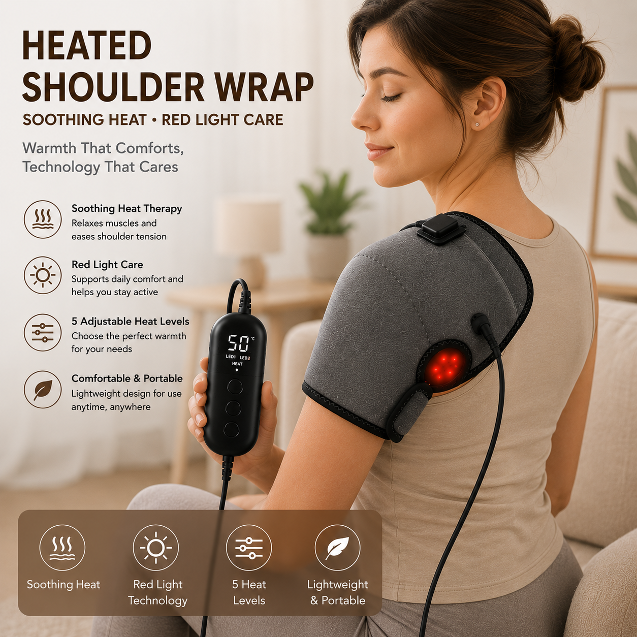 MSME® Thermal Comfort Wrap Adjustable Warmth • Red Light • Everyday Comfort