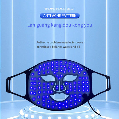 Facial red light therapy, LED face mask light therapy remote control, rechargeable, timer function, suitable for home, work, travel, yoga, and sleep.