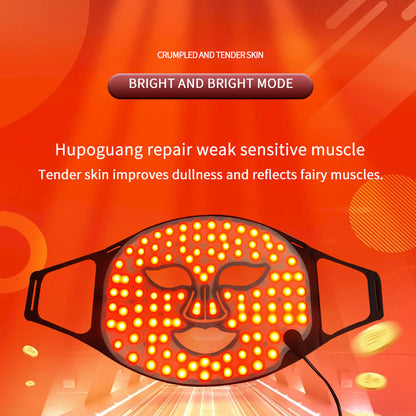 Facial red light therapy, LED face mask light therapy remote control, rechargeable, timer function, suitable for home, work, travel, yoga, and sleep.