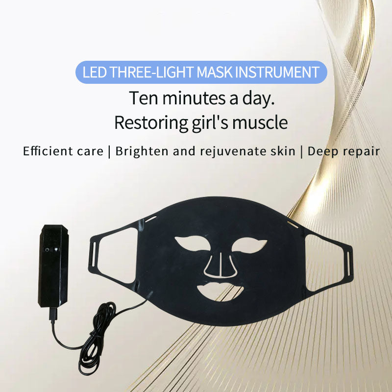 Facial red light therapy, LED face mask light therapy remote control, rechargeable, timer function, suitable for home, work, travel, yoga, and sleep.