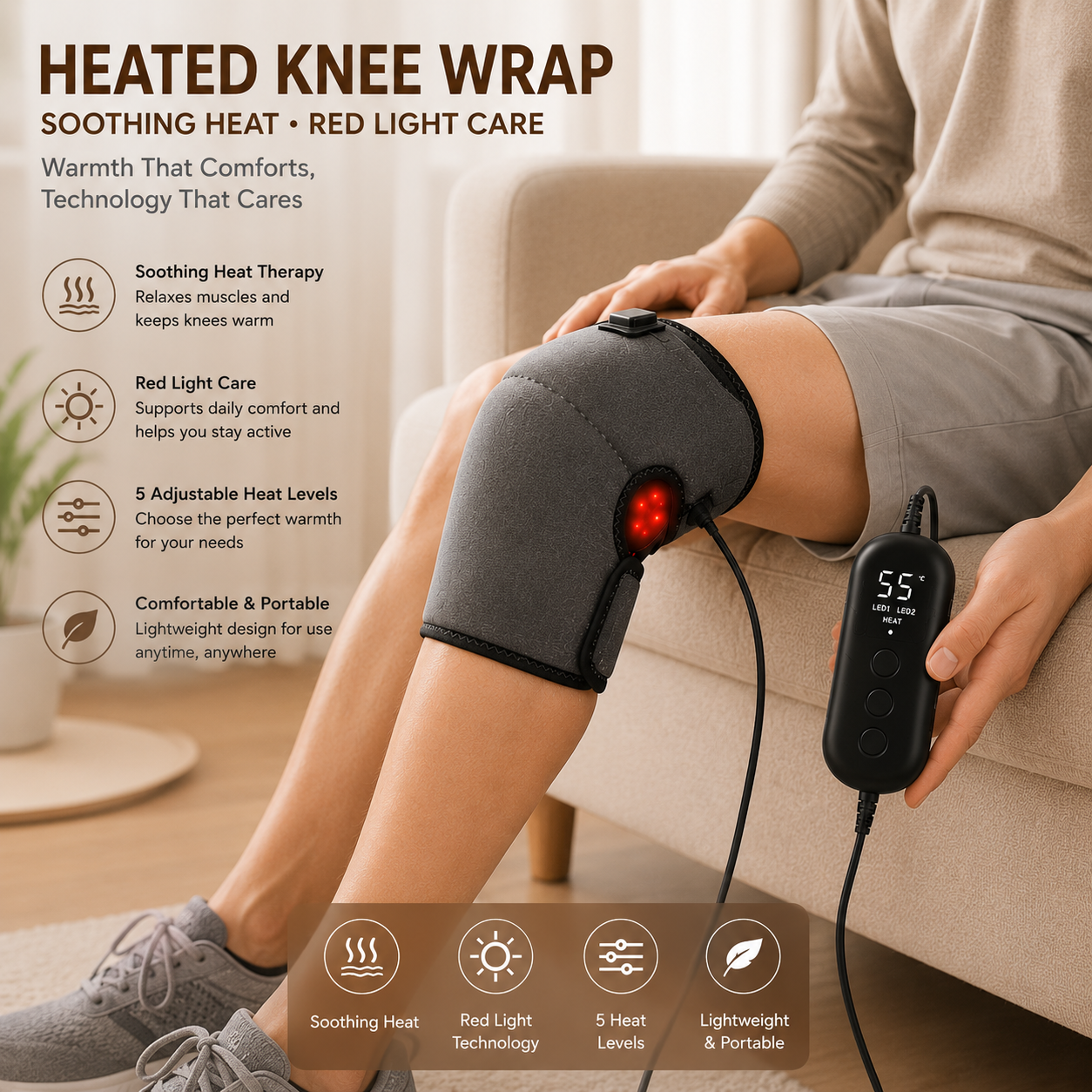 MSME® Thermal Comfort Wrap Adjustable Warmth • Red Light • Everyday Comfort