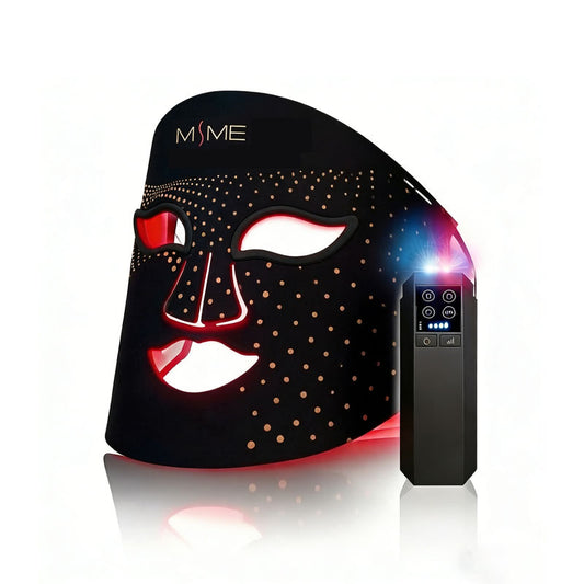 Facial red light therapy, LED face mask light therapy remote control, rechargeable, timer function, suitable for home, work, travel, yoga, and sleep.