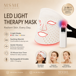 Facial red light therapy, LED face mask light therapy remote control, rechargeable, timer function, suitable for home, work, travel, yoga, and sleep.