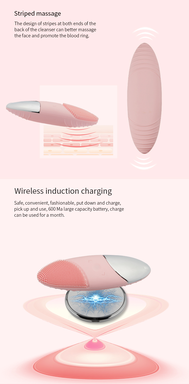 Wireless Charging Waterproof Silicone Facial Cleansing Brush(图9)