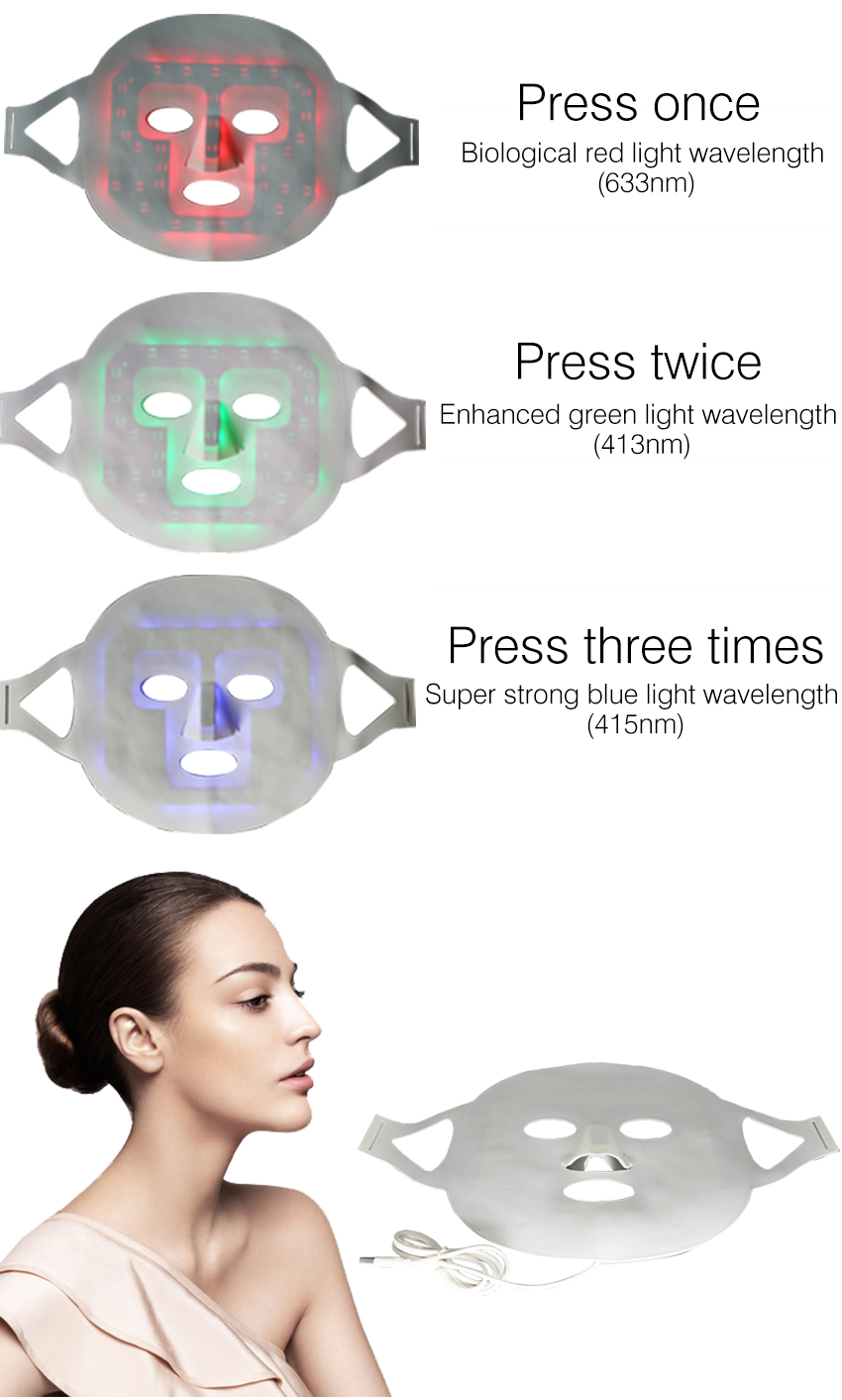 2021 Professional 3 Colors Led Phototherapy Beauty Mask PDT Led Facial Machine Light Up Therapy Led (图4)