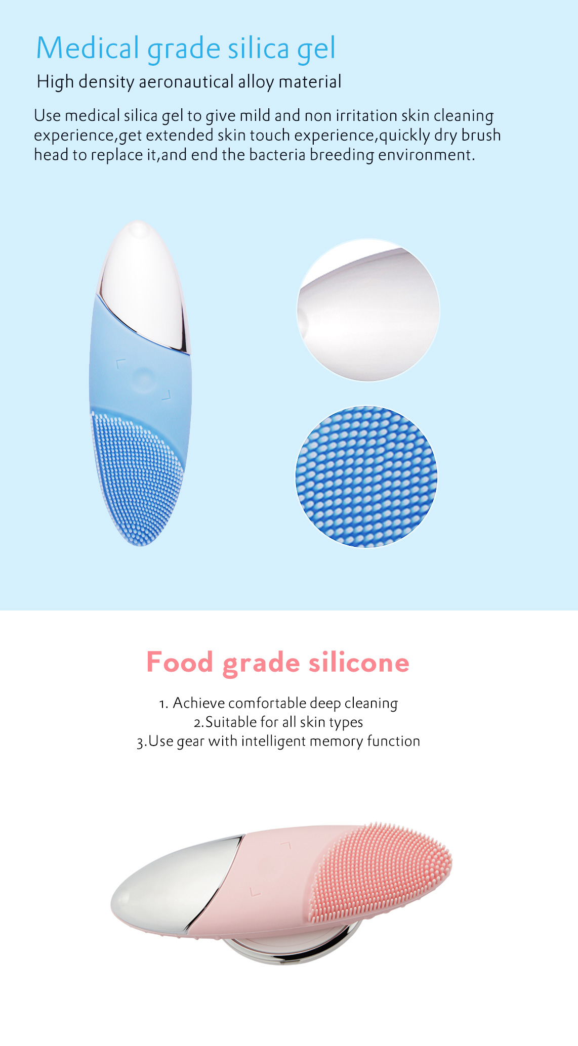 Wireless Charging Waterproof Silicone Facial Cleansing Brush(图4)