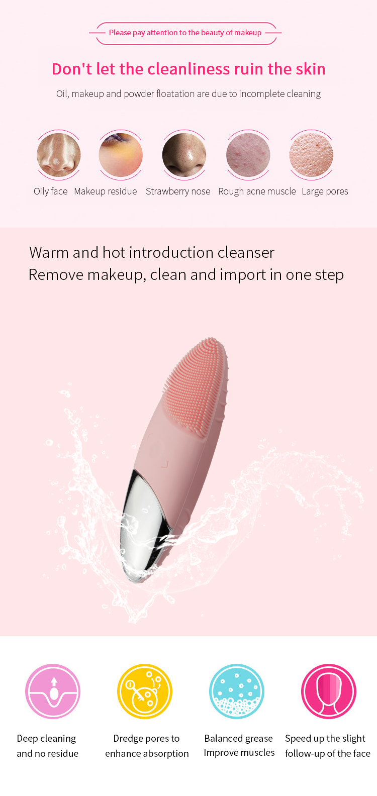 Wireless Charging Waterproof Silicone Facial Cleansing Brush(图6)