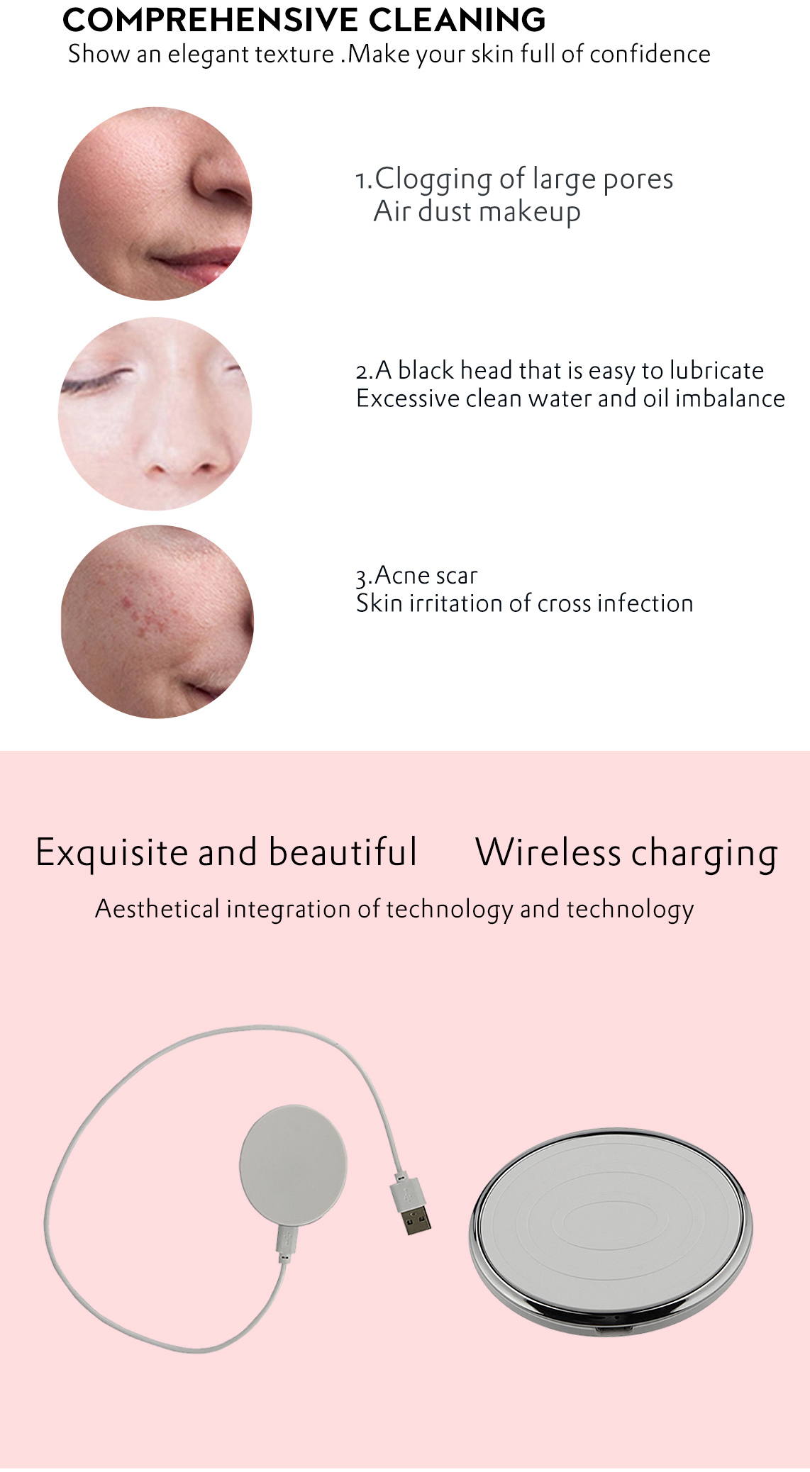 Wireless Charging Waterproof Silicone Facial Cleansing Brush(图3)