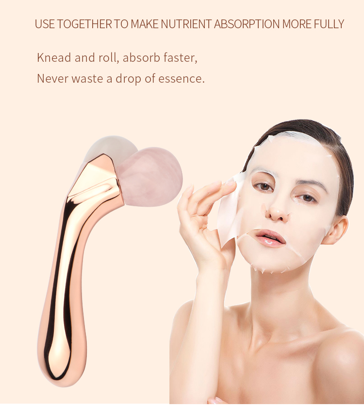 2021 New Pink 3d massage roller High Quality Natural Rose Jade Roller Facial Slimming Body Massager(图8)